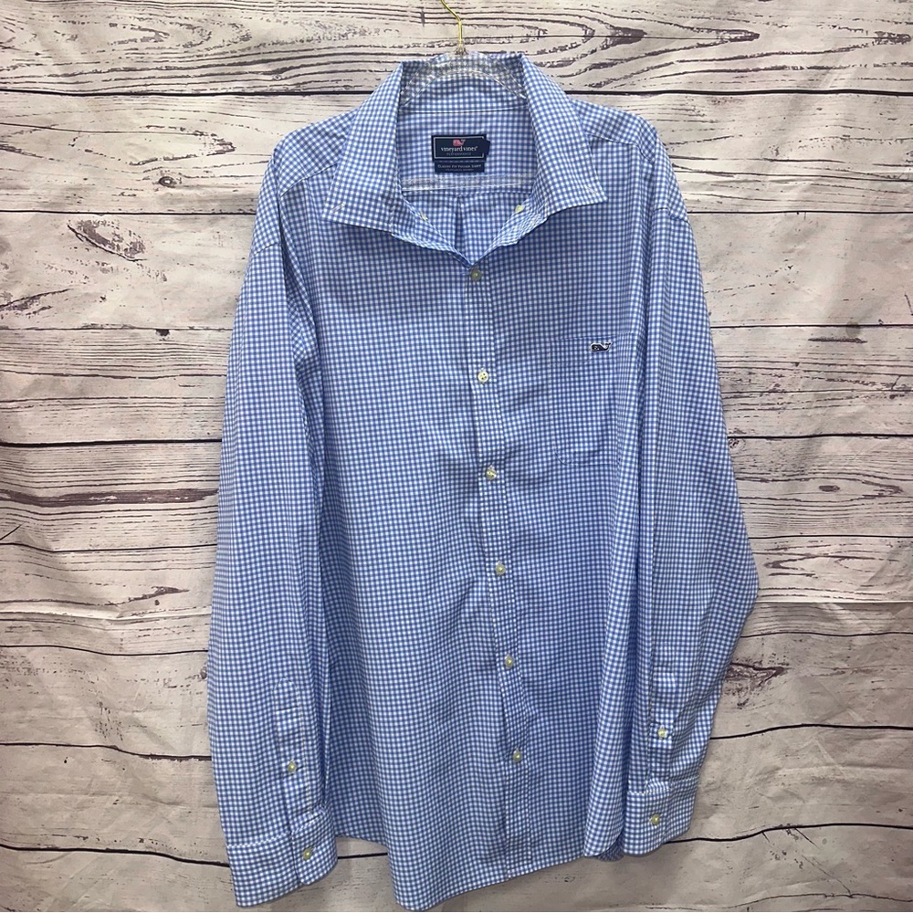 Vineyard Vines Blue Gingham Men's Shirt Size XXL